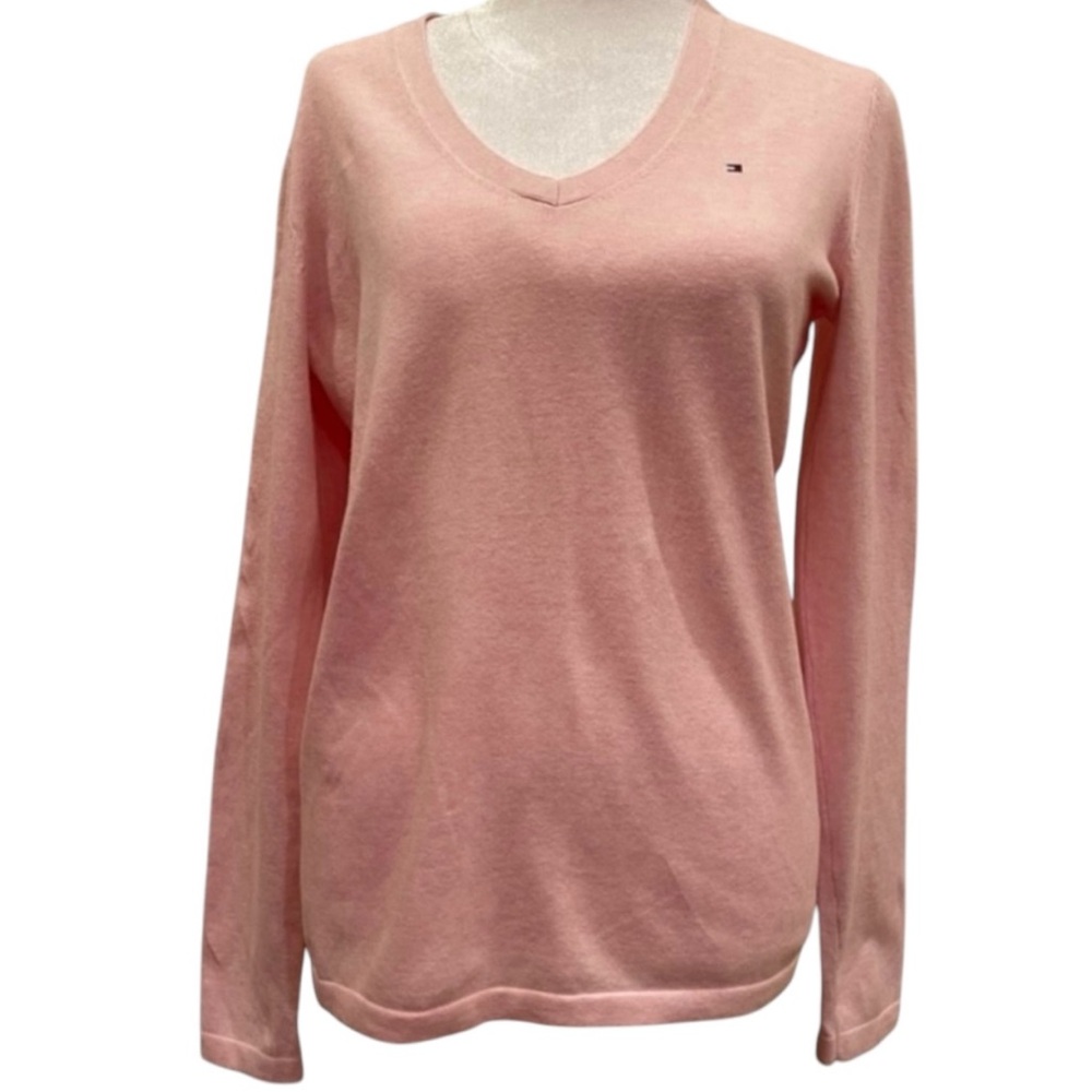 Tommy Hilfiger V-Neck Long Sleeve Sweater. Color Is Light Pink. Small Petite.